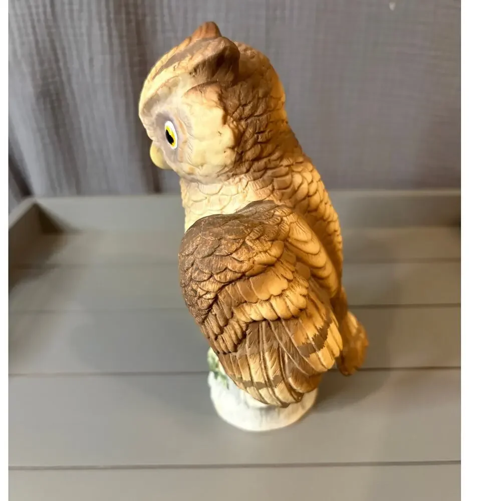Vintage Great Horned Owl Porcelain Bisque Figurine Andrea By Sadek
